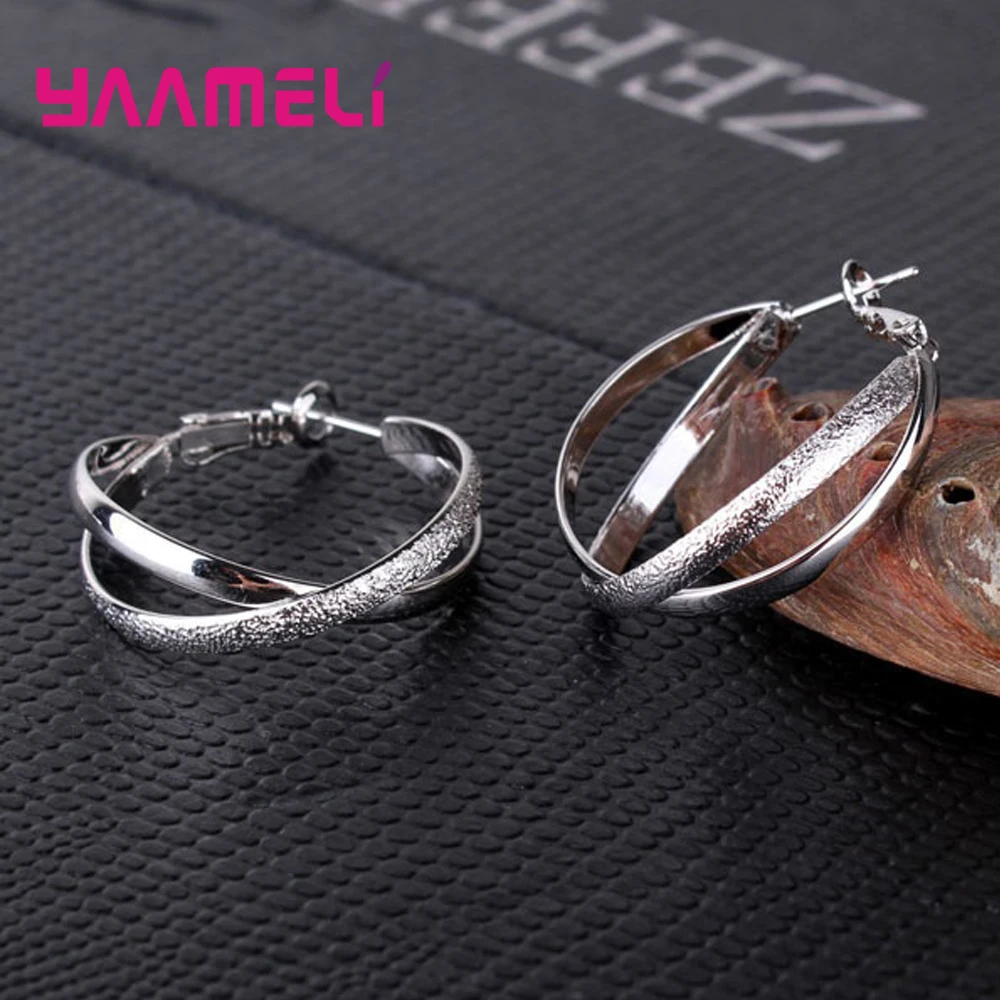 Personality Big Circles 925 Silver Hoop Earrings For Women Fashion Silver&Gold&RosseJewelry Trendy gift | Украшения и