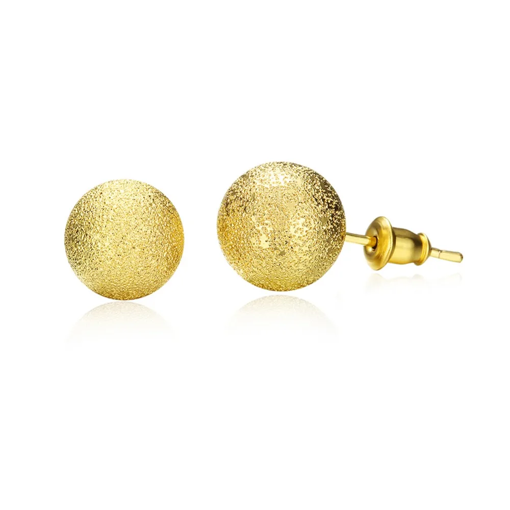 Золото Цвет тусклый отполированный шар серьги-гвоздики в форме серьги F
