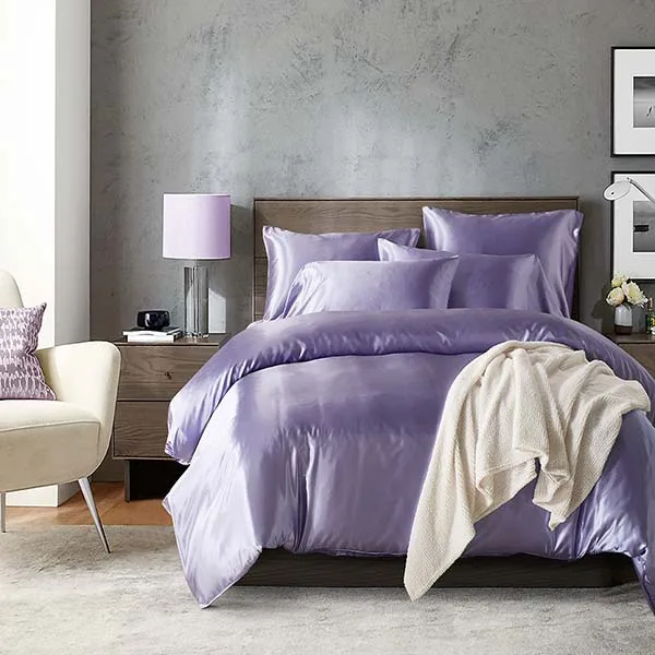purple Горячее предложение! Распродажа! комплект постельного белья из натурального шелкового атласа, домашний текстиль, набор постельного белья King size, постельное белье, пододеяльник queen size, наволочки, Комплект постельного белья - Цвет: purple