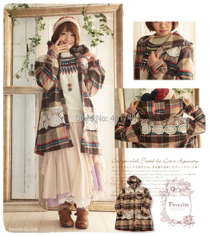 Mori Girl Hoodie Jacket Lace Woolen Coat Trench Loose Winter Brandy Women Thicken Chandal Mujer Clothing | Женская одежда
