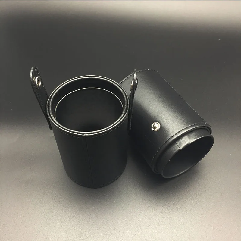 small black color Пустые портативные дорожные кисти для макияжа, Круглый держатель для ручек, косметический чехол из искусственной кожи, держатель для кистей, контейнер для хранения - Handle Color: small black color
