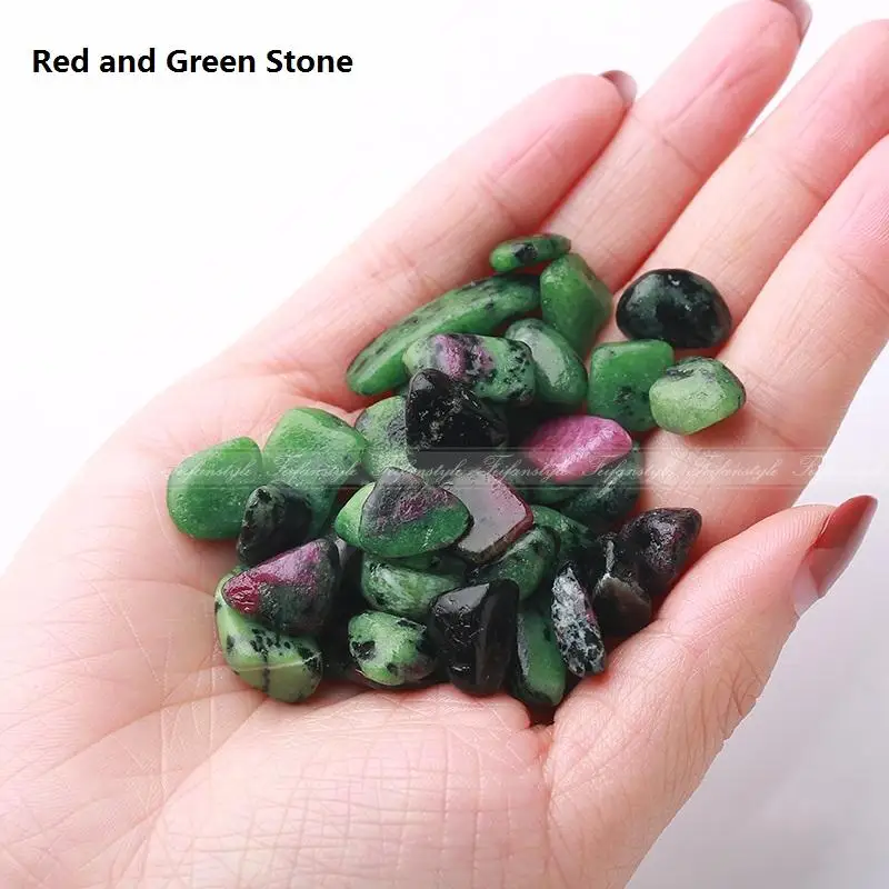 Red and Green Stone 50 г натуральный розовый кварц белый кристалл Аметист черный обсидиан мини камень рок чипы с лечебным действием, образцы A115CL кристалл любовь - Цвет: Red and Green Stone
