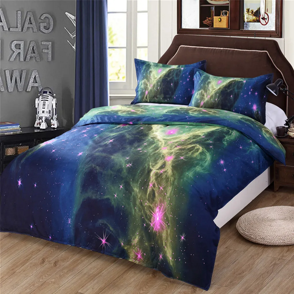 3d Galaxy Постельный набор полный пододеяльник один двойной король 1 постельных