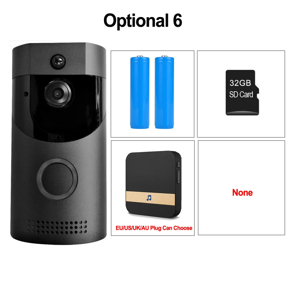 package6 CDYCAM Водонепроницаемый 720P HD беспроводной WiFi видео дверной звонок PIR дверной Звонок камера ночного видения двухсторонний аудио аккумулятор беспроводной дверной Звонок - Цвет: package6