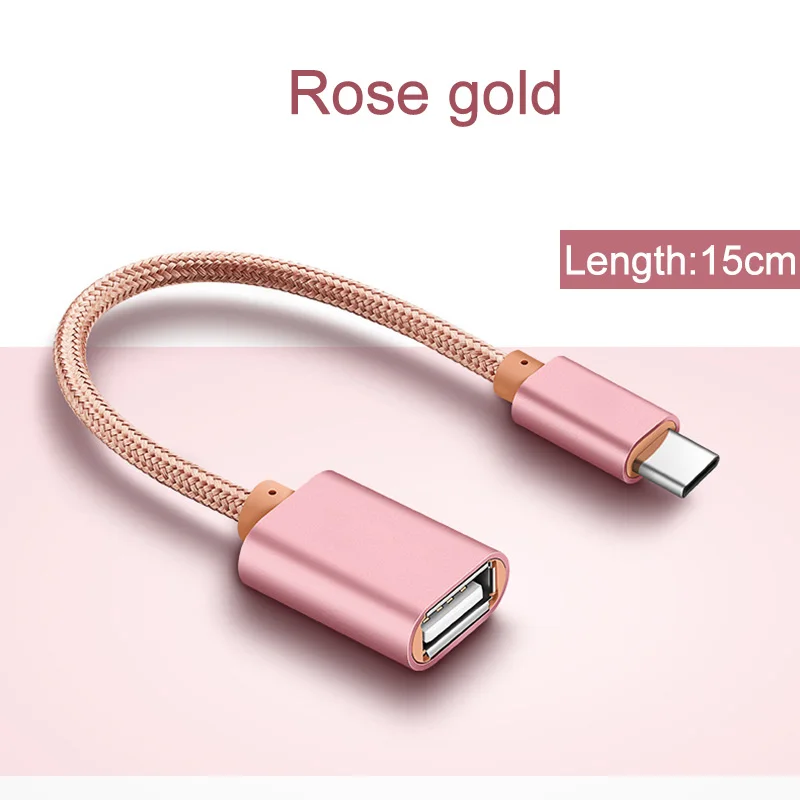 Rose gold Кабель типа C OTG адаптер для Xiaomi mi 5 6 5X6X8 9 SE Lite Pro Max mi x 2 2S 3 Poco F1 USB-C OTG конвертер для Red mi Note 7 Pro - Цвет: Rose gold