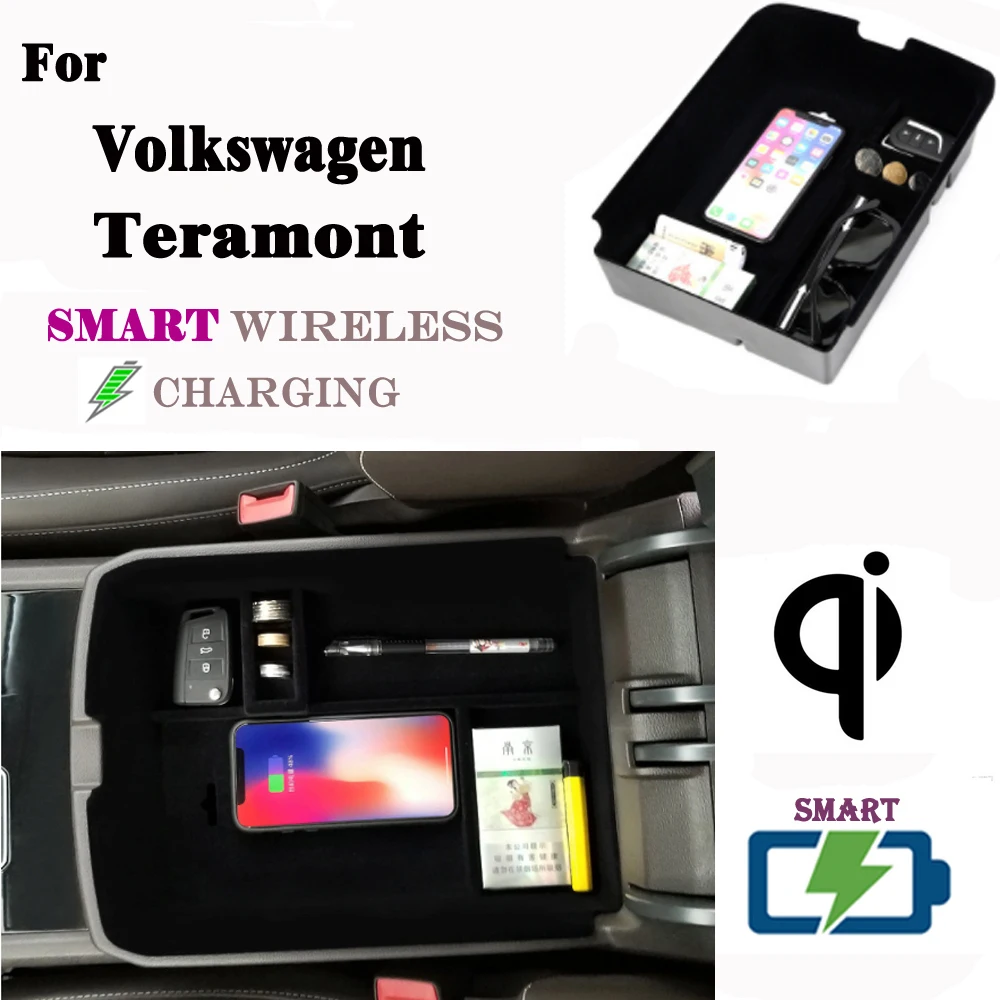 QI Беспроводное зарядное устройство для Volkswagen Teramont скрытая беспроводная зарядка
