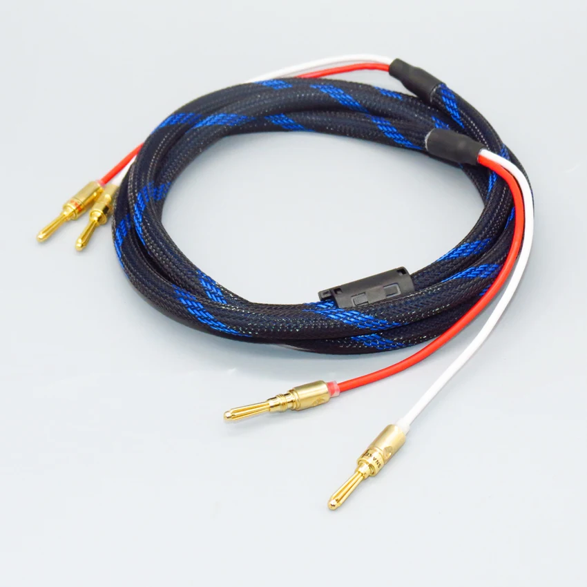 

4N Oxygen Free Copper Professional Audio Line With magnetic ring Hifi Speaker Cable with Speakon Banana Plugs (Pair)