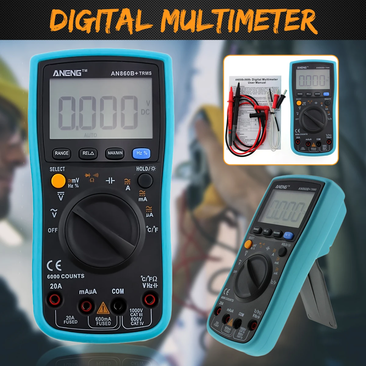 ANENG AN860B+ lcd 6000 отсчетов цифровой мультиметр Подсветка AC/DC Ток Сопротивление напряжения частота температура тестер