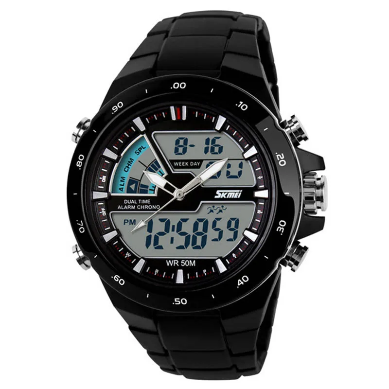 Black White Bezel Мужские спортивные часы Военные повседневные спортивные мужские часы водонепроницаемые силиконовые часы мужские S Shock Relogio Masculino SKMEI 1019 - Цвет: Black White Bezel