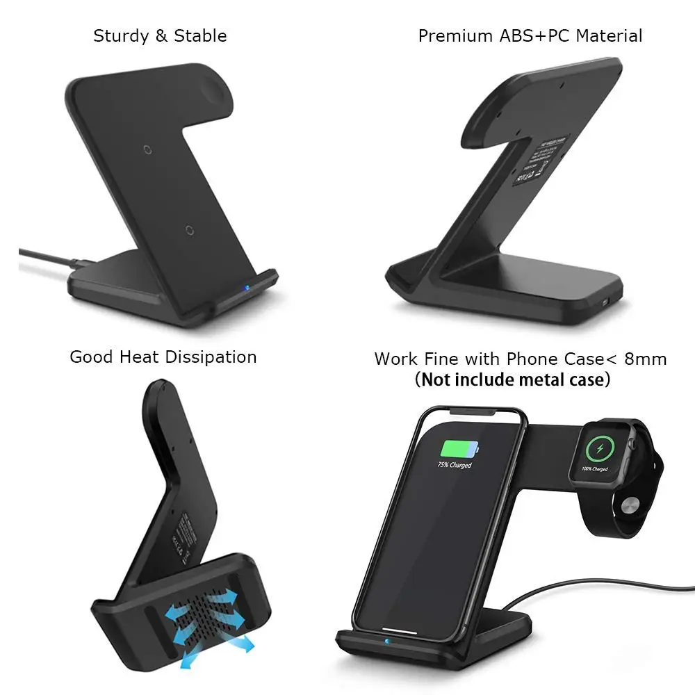 NYFundas Wireless Charger phone holder for Apple Watch 2 3 4 iphone XS MAX XR 8 plus X iwatch fast chargeur induction Accessory |