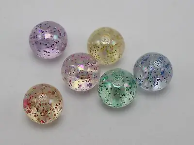 

100 Mixed Transparent Color with Glitter inside Acrylic Smooth Round Beads 12mm