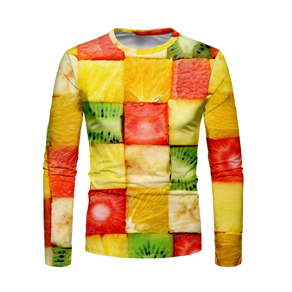 Fruit Long Sleeve T shirt Streetwear Cosplay Multi-color Vegetation 3D t-shirt Men Spring Autumn Harajuku Unique Home | Мужская одежда
