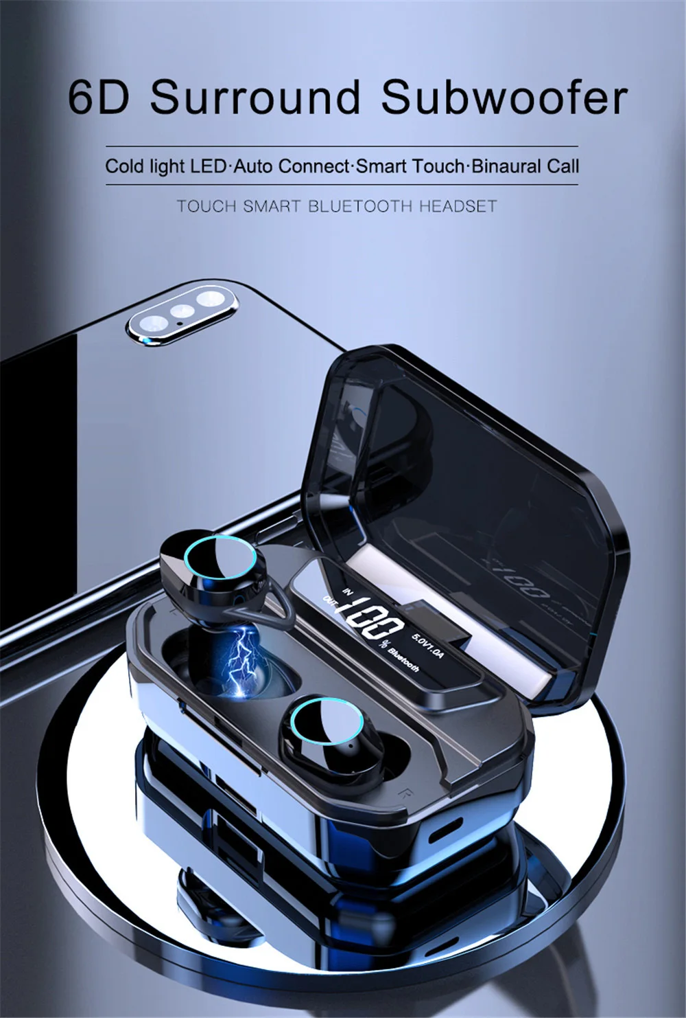 G02 TWS 5 0 Bluetooth 6D стерео наушники беспроводные IPX7 водонепроницаемые 3000 мАч