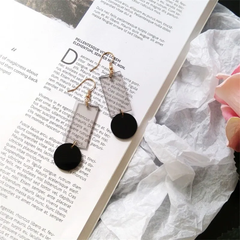 Контрастные ацетатные серьги из сплава геометрические прямоугольные круглые