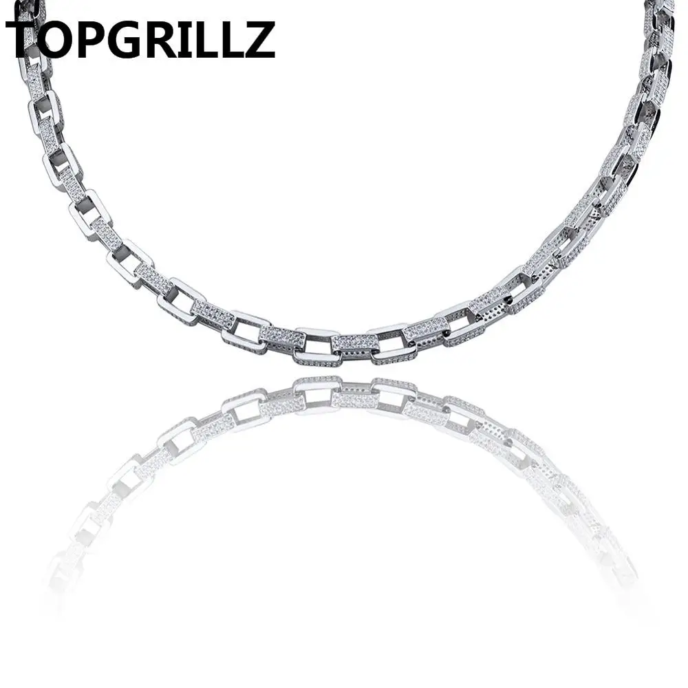 Silver TOPGRILLZ хип хоп мужские ювелирные изделия ожерелье медь золото/серебро цвет покрытием микро Pave CZ камень 7 мм цепочка ожерелье 18 дюймов 22 дюймов - Окраска металла: Silver