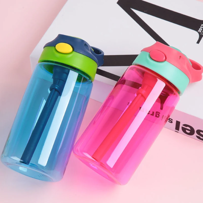 480 мл Дети питьевой мультфильм бутылки для воды пластиковая соломенная детская