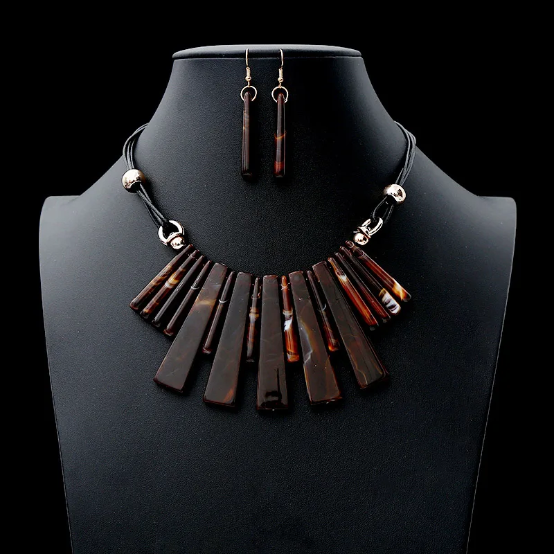 Fashion Large Choker Necklaces Earrings Set For Women Exagrated Wedding Jewelry Set Rope Chain Stateme Necklaces Amazing Price