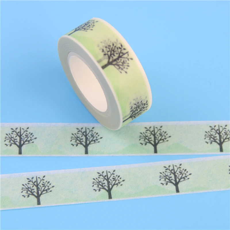 1 шт. 15 мм * 5 м Дерево Узор Золотая фольга печать японский Васи декоративная