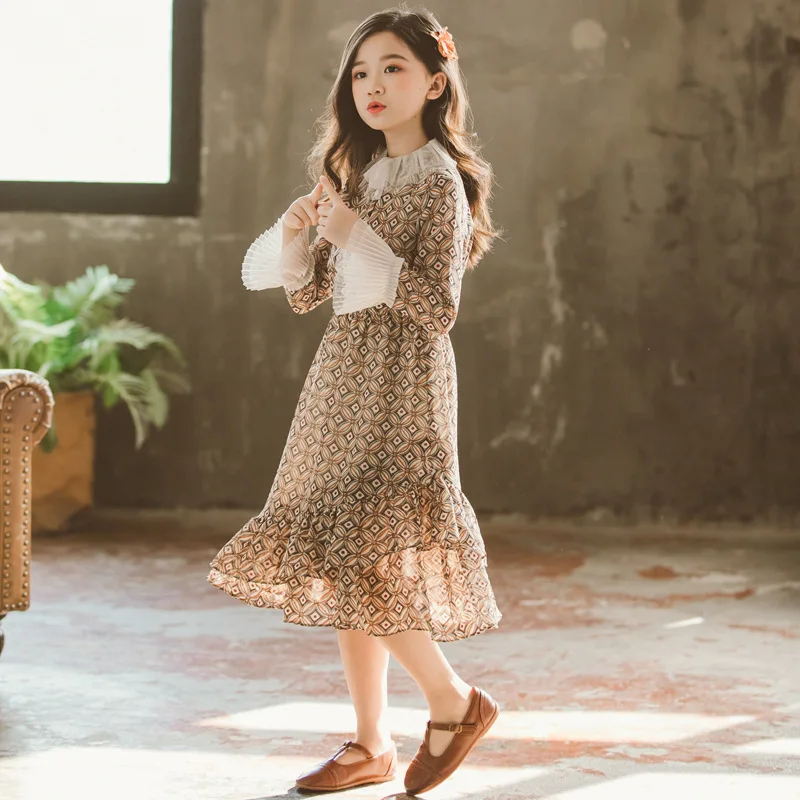 Наряд для дня рождения русалки с оборками детский шифоновый гофрированный