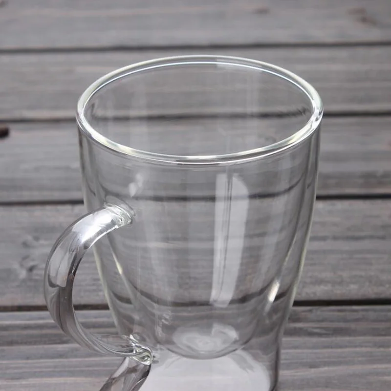 Handmade Double Layer Glass Cup with Handle Simple Morning Mugs Coffee Milk Tea 300ml SH124 | Дом и сад