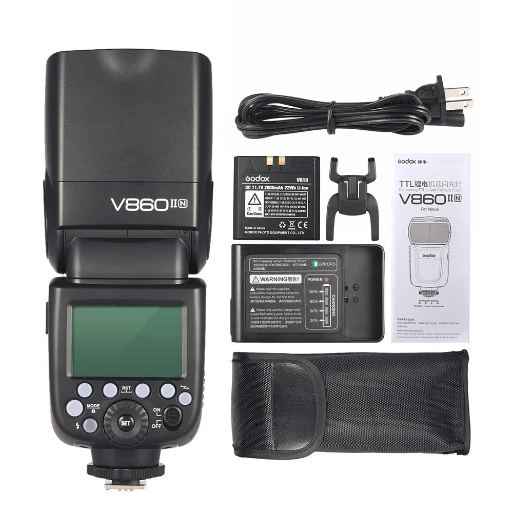Godox V860II-N i-ttl 1/8000S HSS Master Slave GN60 светодиодная вспышка света 2,4G Беспроводной Li-Ion Батарея вспышка для Nikon DSLR Камера