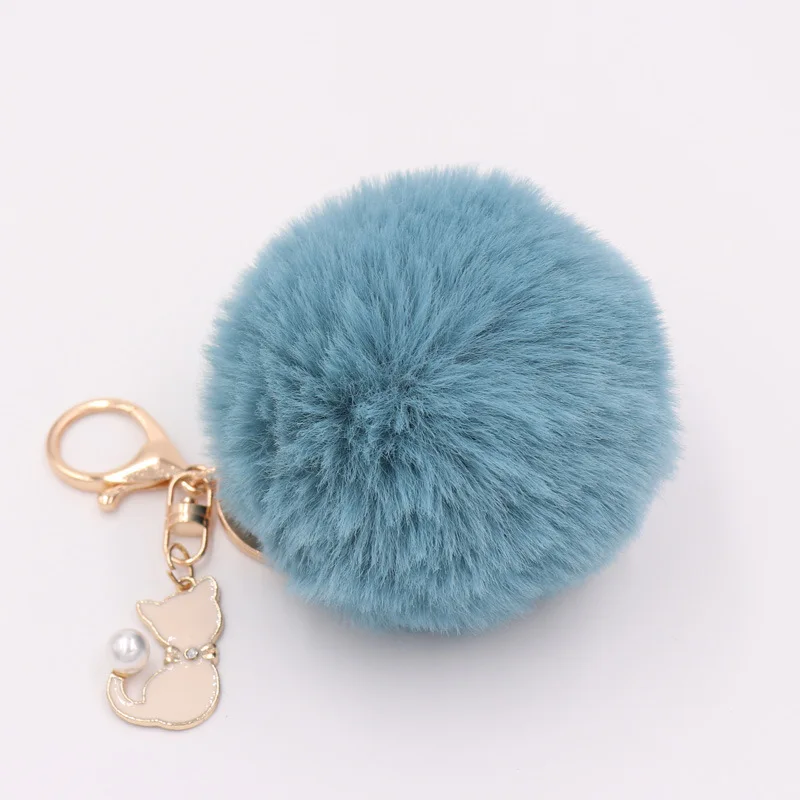 Fashion Cute Plush Ball Cat Keychain Pompom Fake Fur Fluffy Key Chain Car Keyring Bag Pendant Charms Ring Creative Gift | Украшения и