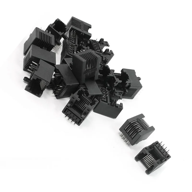 20 шт. RJ45 8P8C компьютер Интернет сеть PCB разъем Черный|Электрические розетки| |