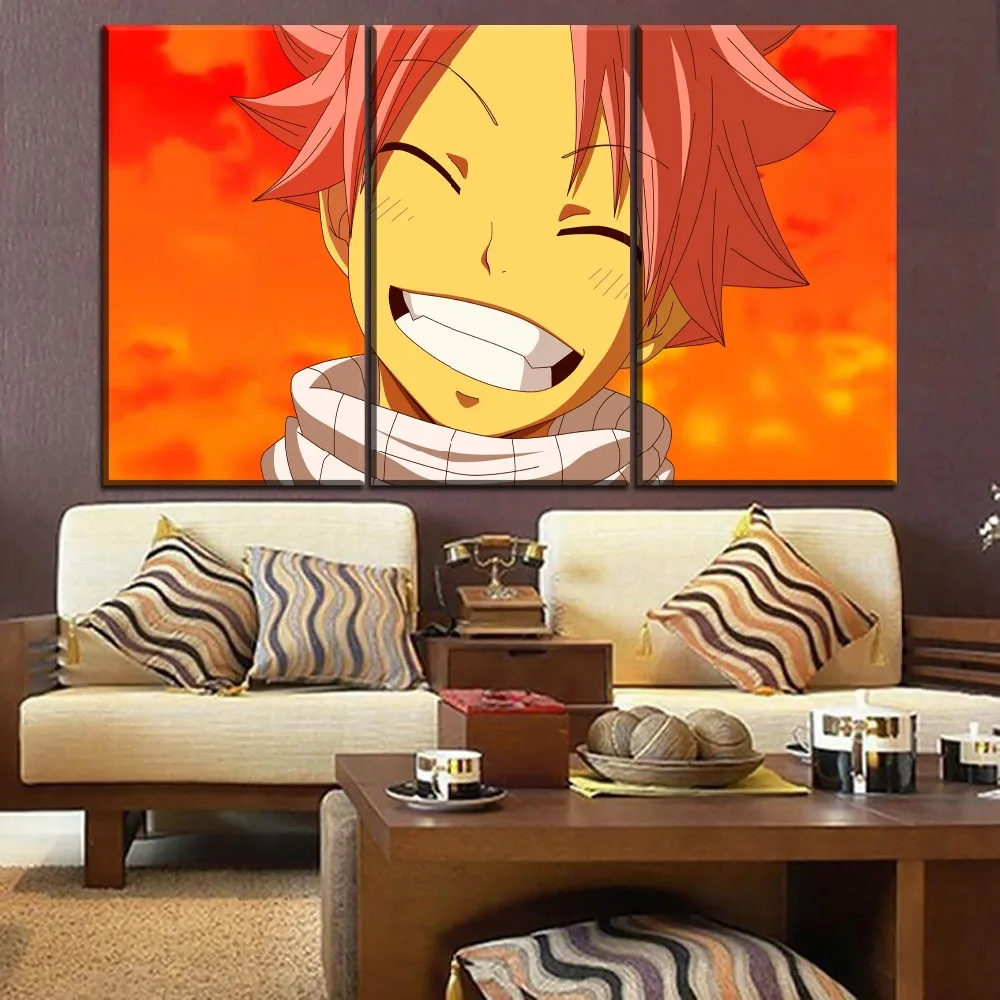 Холст Настенный декор HD Печать Картина 3 шт. Natsu Dragneel живопись для гостиной