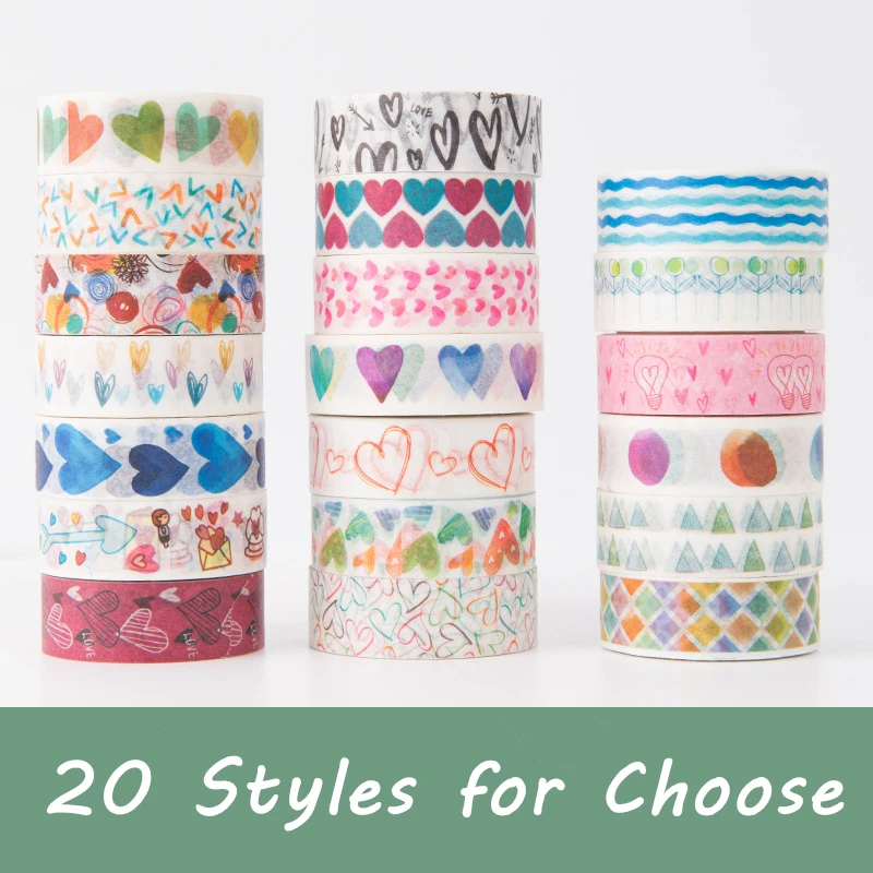 

(20 шт./лот) DIY Скрапбукинг 15 мм Kawaii Heart васи лента Love Paper Tape Lot