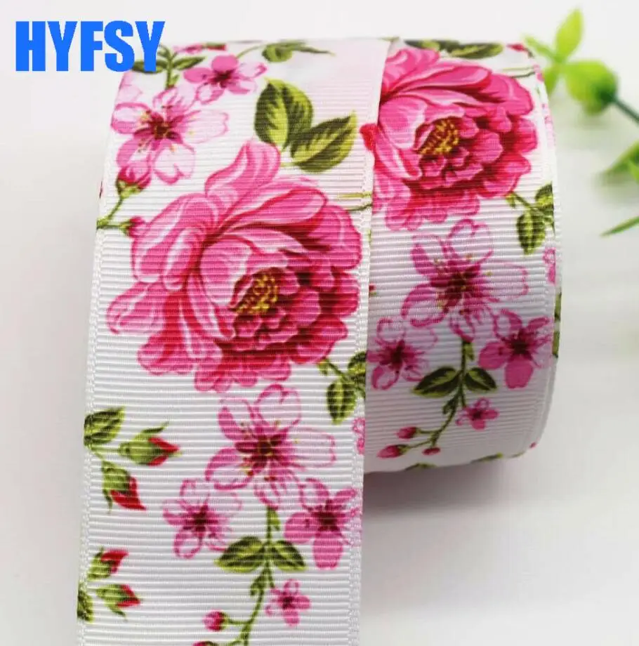 Hyfsy 10048 25 38 мм большая Цветочная лента 10 ярдов DIY аксессуары для волос Подарочная посылка ручная работа лента Grosgrain День Святого Валентина Роза - Цвет: 7