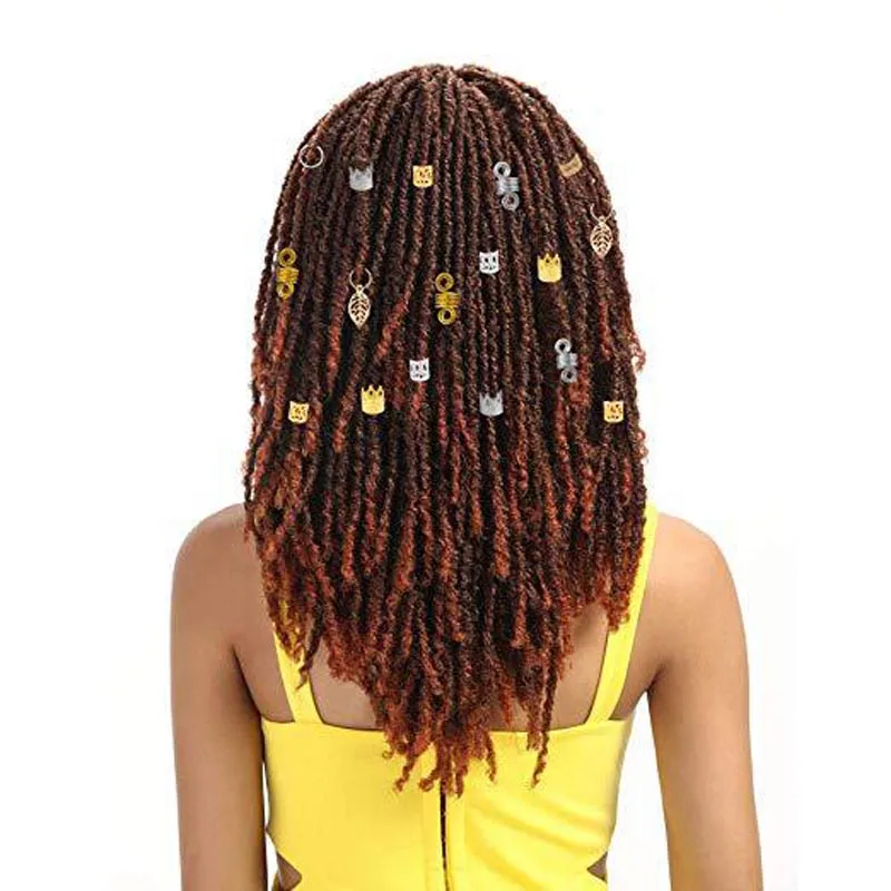 

200 pcs/box Mix different Metal Leaves Ring Hair braid Dreadlocks Beads Clips Hair Decoration Accessories with Storage Box