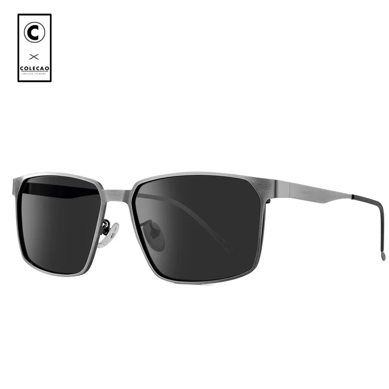 Квадратные металлические солнцезащитные очки Мужские поляризационные оправы