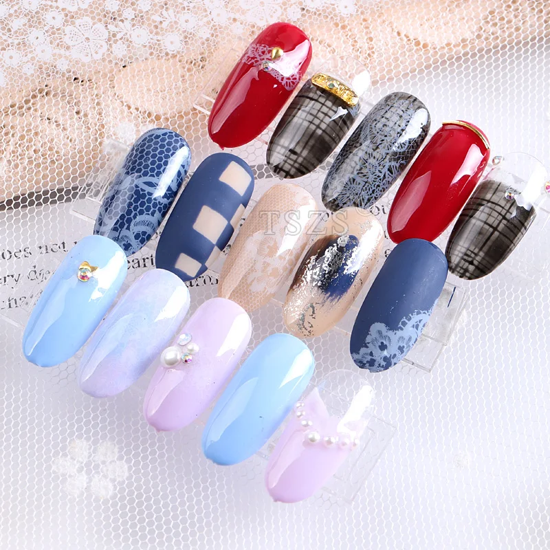 6 шт./лот черно-белые кружевные цветочные Переводные Стикеры для нейл-арта своими