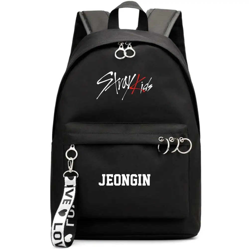 Style 8 Бродячие дети Jisung Woojin корейский звезда Рюкзак Школьные сумки Mochila дорожные сумки ноутбук лента кольцо рюкзак в форме круга розовый черный - Цвет: Style 8