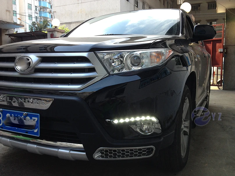 Автомобильная проблесковая 1 комплект дневные ходовые огни для Toyota Highlander 2011 2012 2013 светодиодный drl Габаритные огни дневного света с желтым сигналом