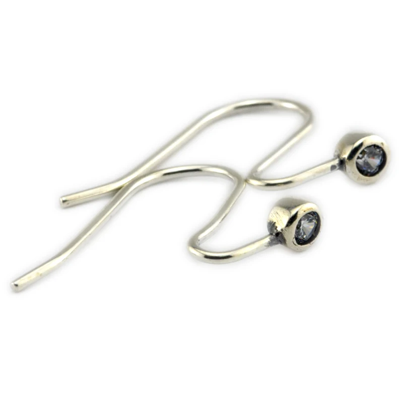 100% Стерлинговое Серебро 925 пробы серьги с прозрачными кубиками Бесплатная