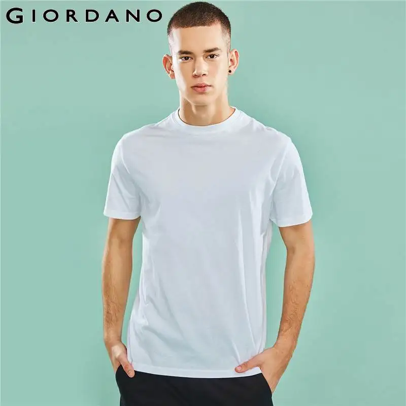 Giordano футболка выполненная из натурального хлопка в сплошном цвете с круглым