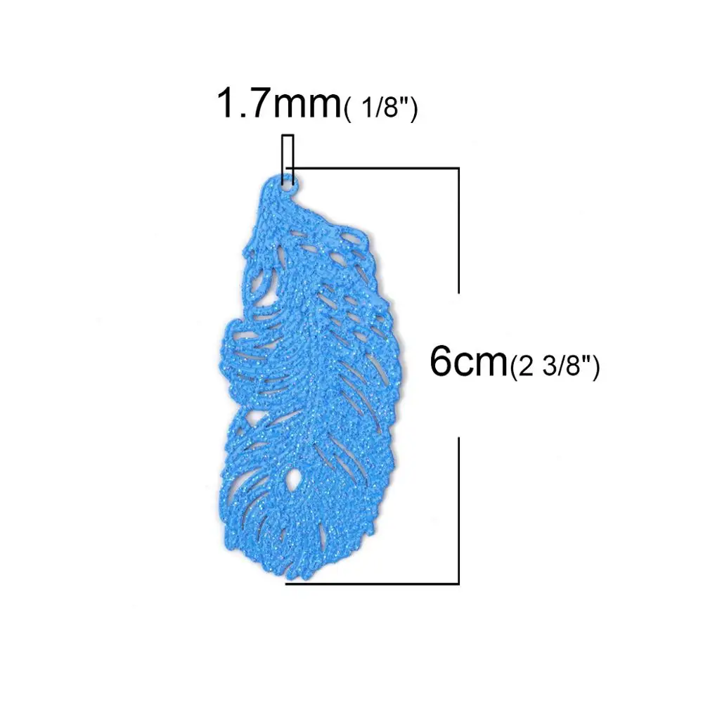 Doreen Box медные Подвески полое правое перо Лист Филигранное тиснение разноцветные
