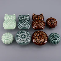 1x vintage shabby knobs floral owl pumpkin ceramic cupboard wardrobe cabinet drawer door handles pulls knob