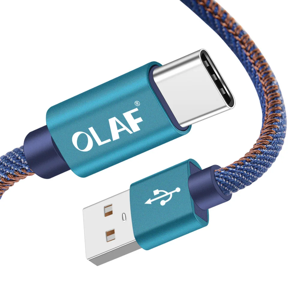 blue Олаф USB C type-C кабель 1 м 2 м type C кабель для быстрой зарядки для samsung Galaxy S9 Note 9 huawei mate 20 кабели для зарядного устройства USB - Цвет: blue