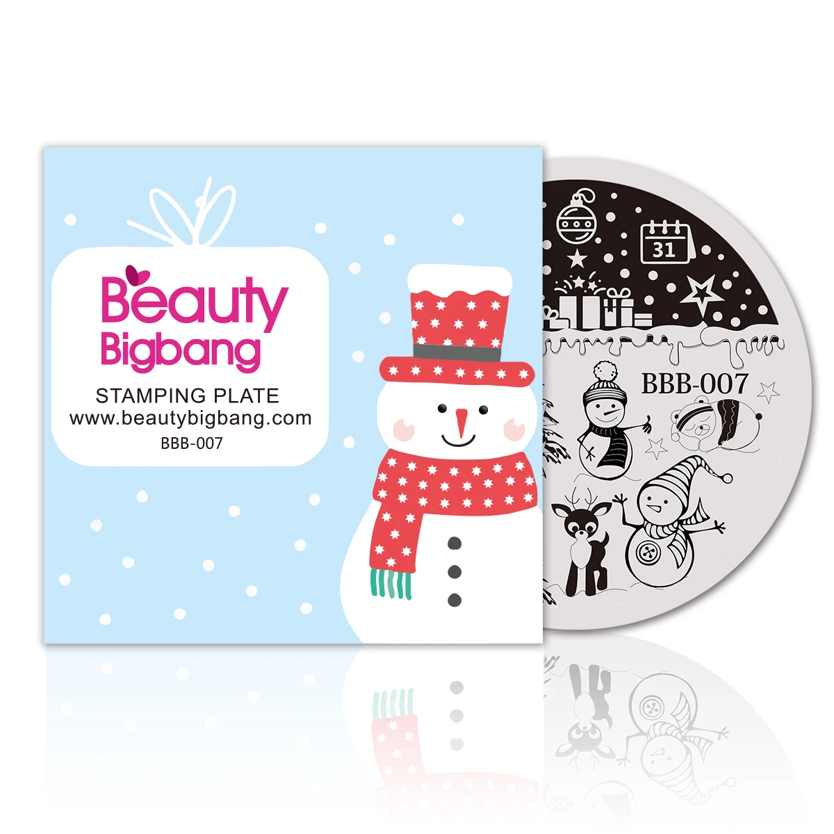 1 шт BeautyBigBang Круглая Пластина для штамповки ногтей Рождественская тема дерево маленькая девочка шаблон для дизайна ногтей для штамповки изображения пластины BBB-008