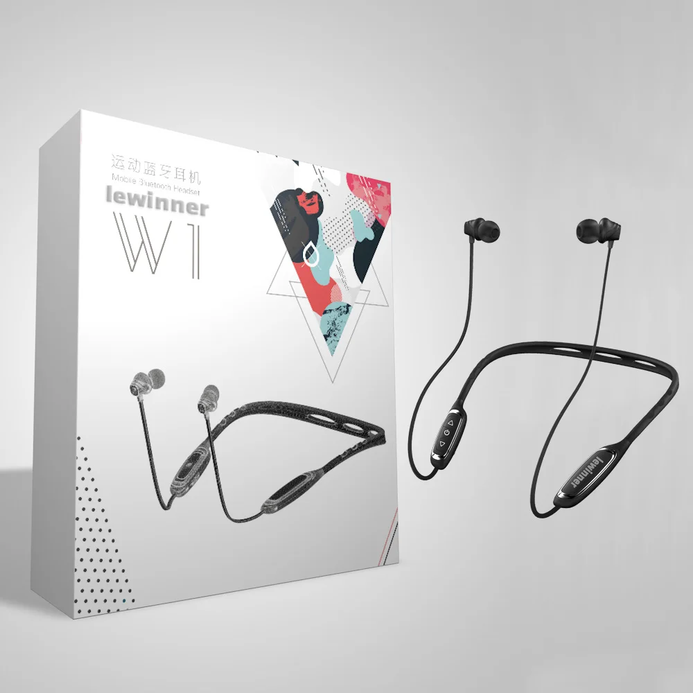 black Lewinner W1 шейные Bluetooth наушники с микрофоном IPX5 водонепроницаемые спортивные беспроводные наушники Bluetooth для телефона iPhone xiaomi - Цвет: black