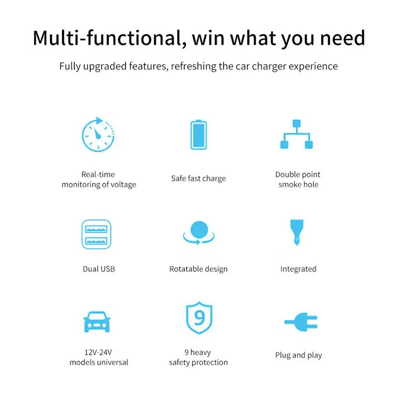 Автомобильное зарядное устройство xiaomi двойной USB сплиттер для автомобильного
