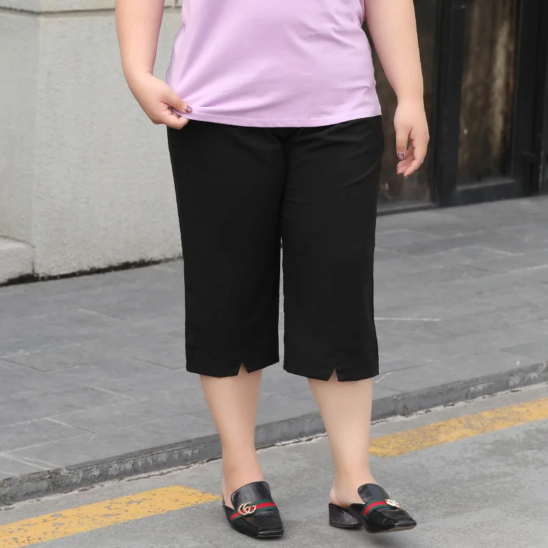 

3XL -7XL New Fashion Women's Pants 2019 Women Summer Woman Plus Size Wide Leg Pants Casual Loose Large Size Cropped Trousers