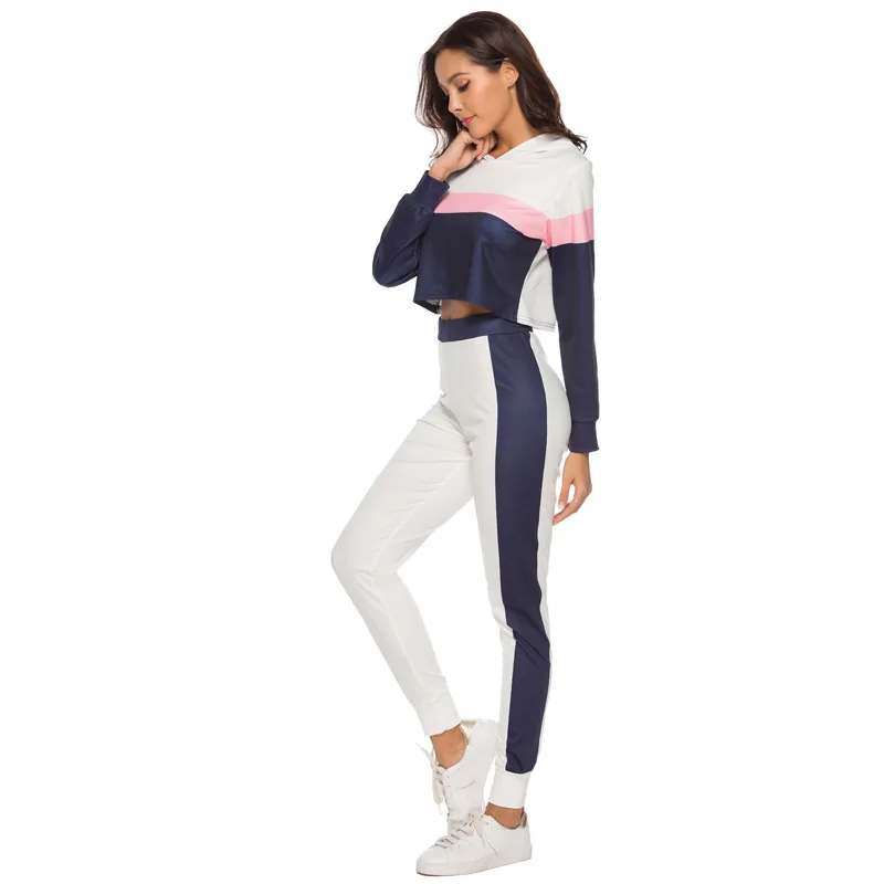 

Spring Summer Women Two Piece Clothing Set Hoodie Sweatshirt Sporting Top And Long Pant Set Female Workout Suit High Quality