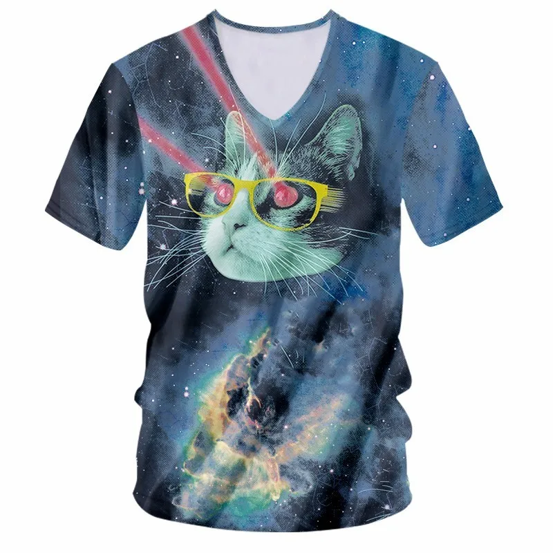 OGKB футболка 2018 новая Звездная кошка Рей С v образным вырезом Футболка забавная