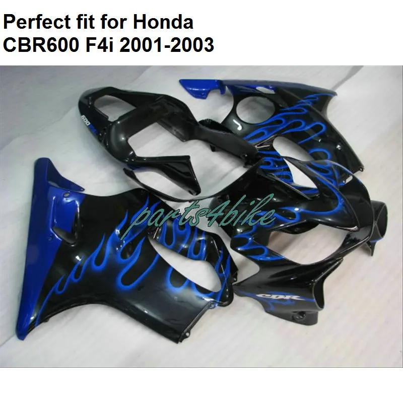 Литье под давлением обтекатель для Honda Синий Пламя Черный CBR 600 F4i 2001 2002 2003