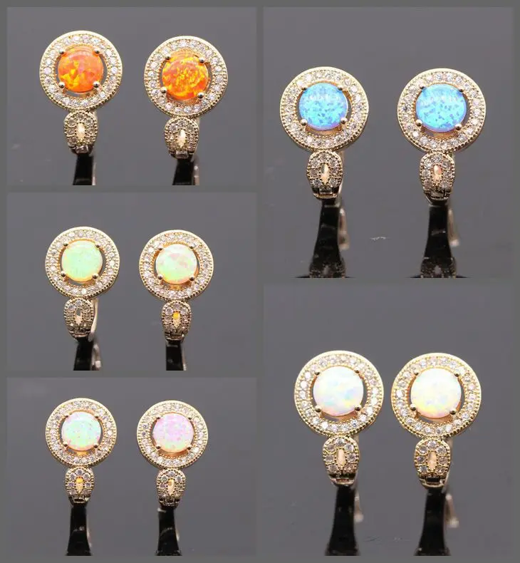 JINYAO красивые серьги с огненным опалом 925 Серебряные иглы и кубическим цирконием