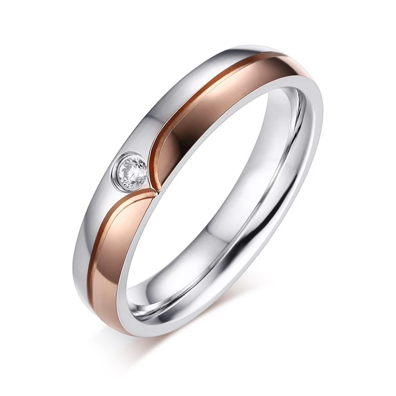 Romantic Wedding Couple Rings for Men Women Stainless Steel Stone Engagement Anniversary Lovers Ring VR307 | Украшения и
