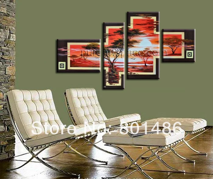 Красивые солнцезащитные деревья ручная роспись пейзаж Масляные картины на